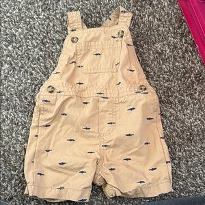 Carter's Tan Overalls with Blue Shark Print